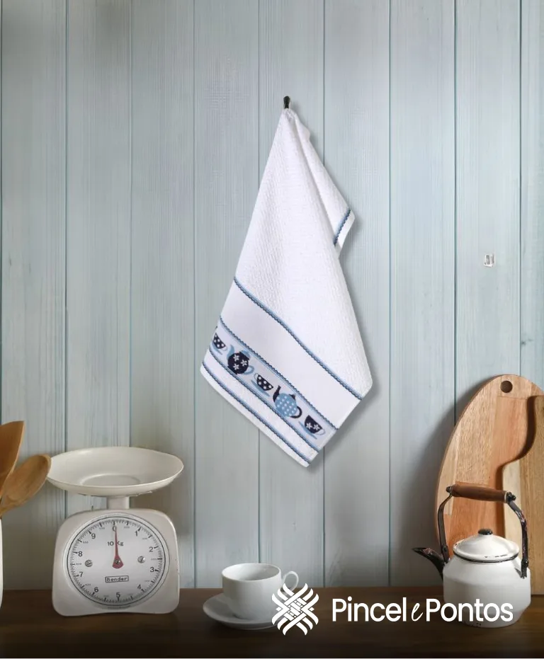 Pano de Copa Jacquard Vigo 45X70 cm para Bordar Döhler louça