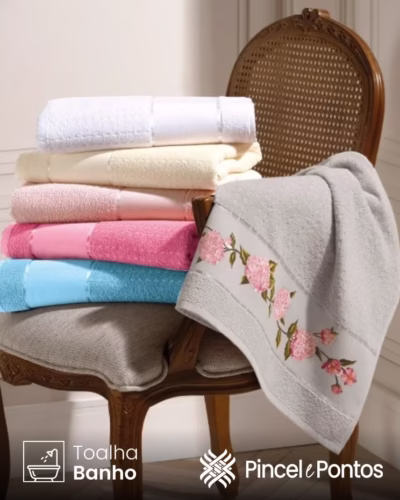 Toalha de Banho Dohler Multi Arte III 70X140 cm para Pintar e Bordar