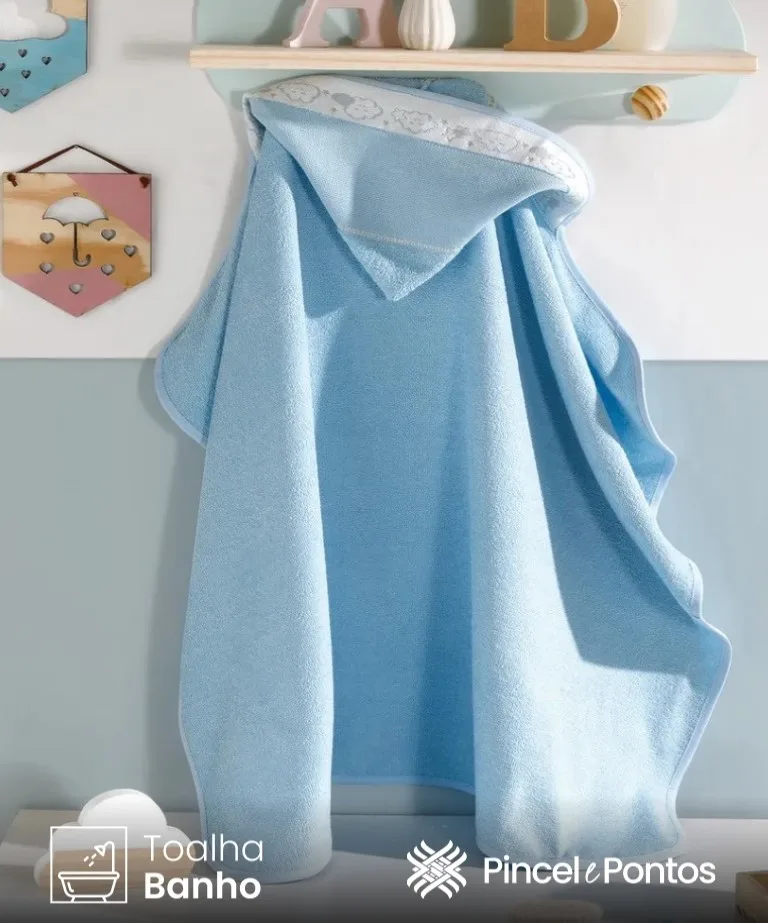 Toalha de Banho com capuz Baby Kids 90X70 cm para Bordar Ponto Cruz Döhler