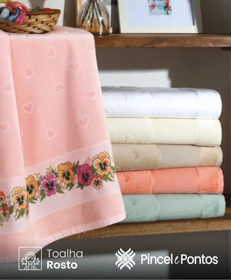 Toalha de Rosto Verona 50X80 cm para Bordar Ponto Cruz Döhler