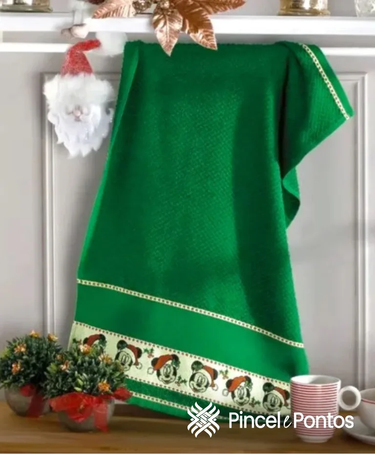 Pano de Prato Döhler Mickey Natal para Bordar 45X70 cm