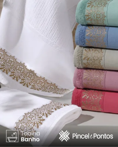 Toalha de Banho Jacquard Arte Renda para Pintar e Bordar à Máquina 70X1,40 m Valletex imagen destacada