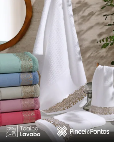 Toalha de Lavabo Jacquard Arte Renda para Pintar e Bordar à Máquina 30X50 cm Valletex imagen destacada