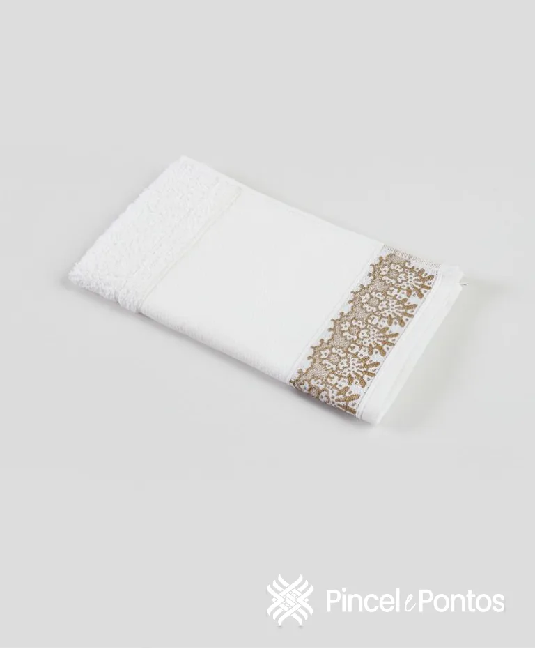 Toalha de Lavabo Jacquard Arte Renda para Pintar e Bordar à Máquina 30X50 cm Valletex