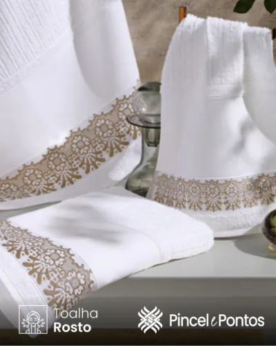 Toalha de Rosto Jacquard Arte Renda para Pintar e Bordar à Máquina 48X80 cm Valletex imagen destacada