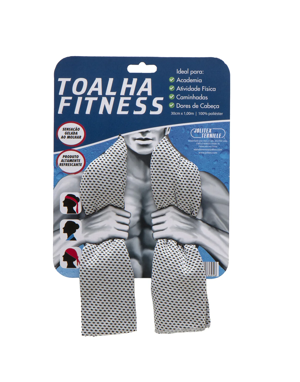 Toalha Fitness Refrescante 30X100 cm Jolitex