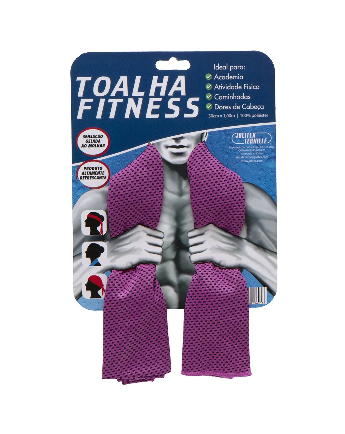Toalha Fitness Refrescante 30X100 cm Jolitex