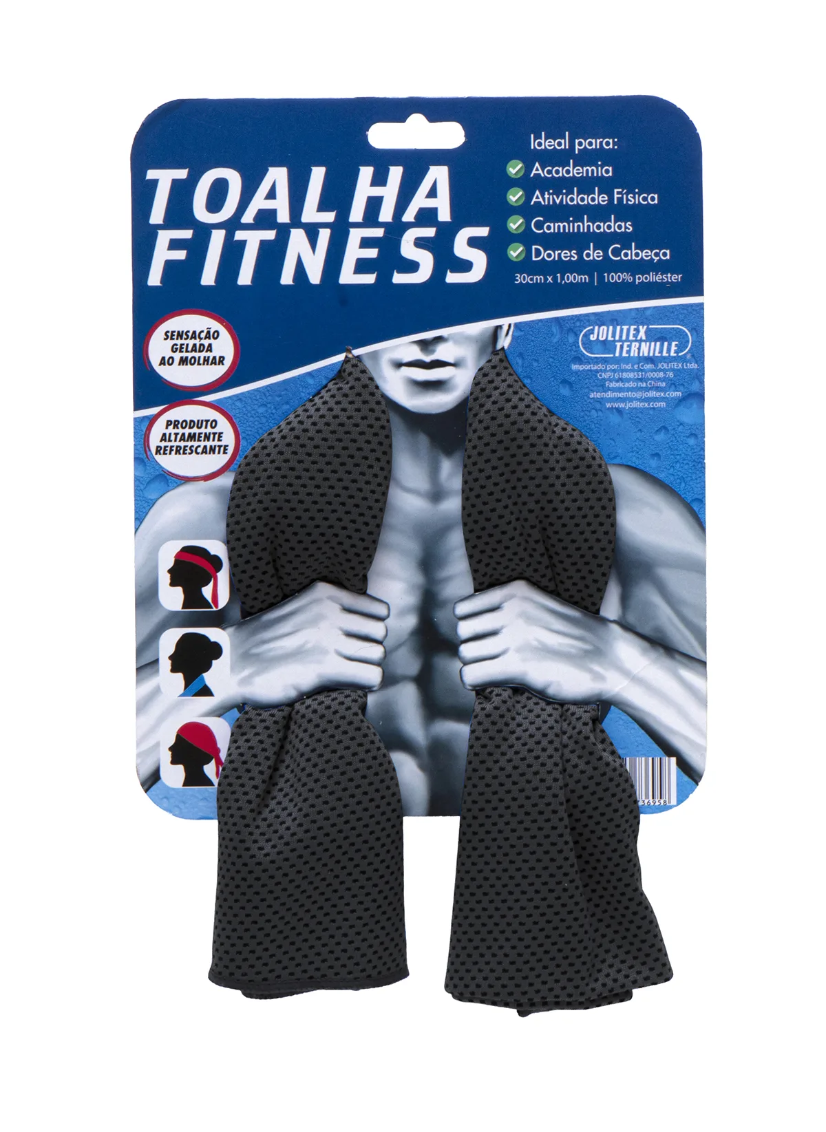 Toalha Fitness Refrescante 30X100 cm Jolitex