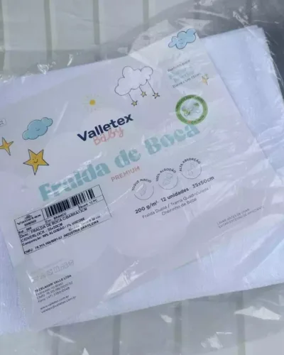 Fralda de Boca para Pintar e Bordar Branca com Overlock e Barra 13 cm Valletex