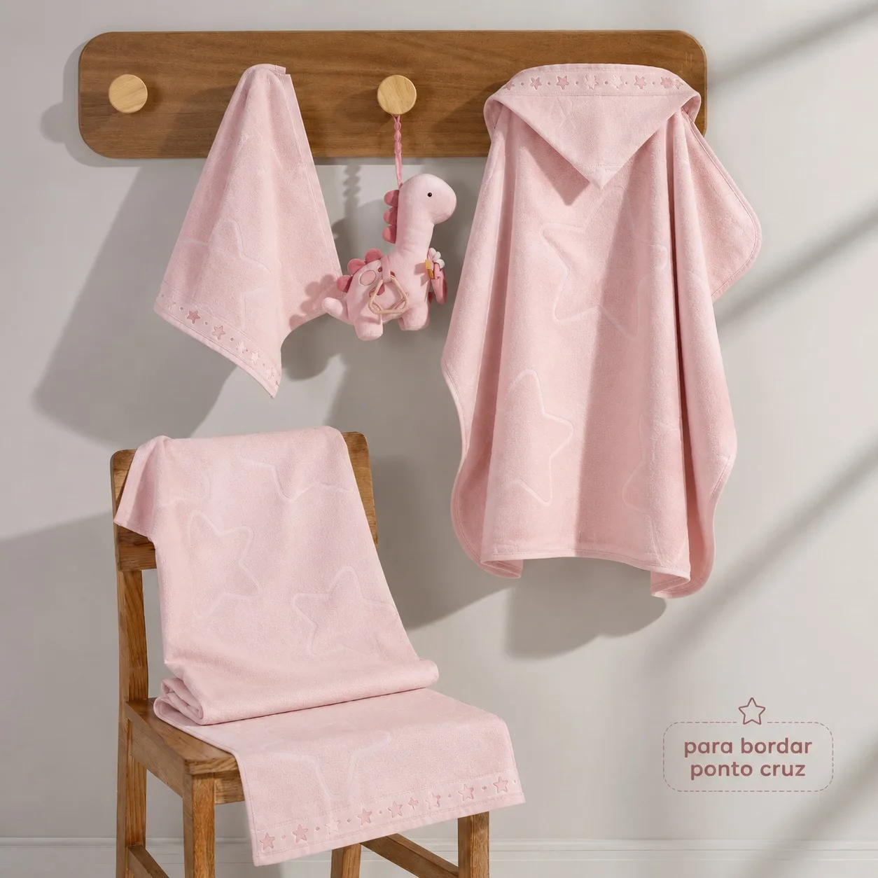 foto Toalha com Capuz Döhler Baby Star 90x70 cm para Bordar Ponto Cruz